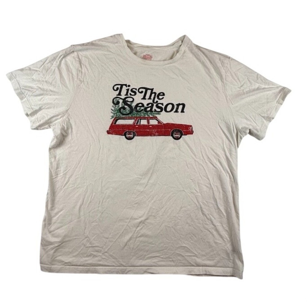 Wondershop at Target Tis The Season Christmas Shirt XL Tan Red Wagon Sleepwear